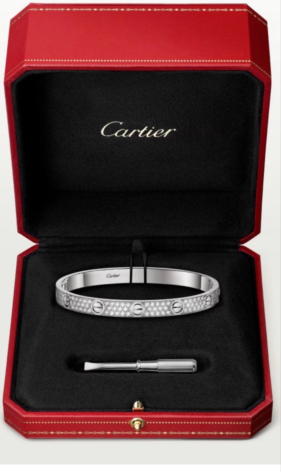 Cartier Love Armband maat 19 Witgoud met Diamanten, Ophalen of Verzenden, Zo goed als nieuw, Met edelsteen, Zilver