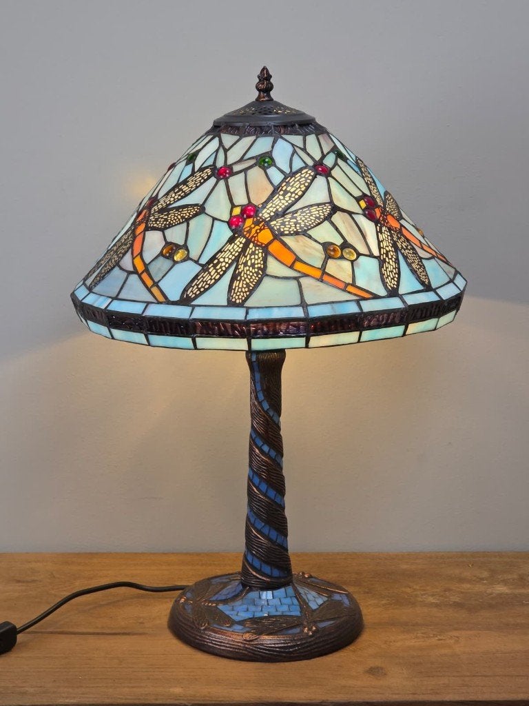 Tiffany Tafellamp, Blauw, Overige merken, Klassiek, Met kap