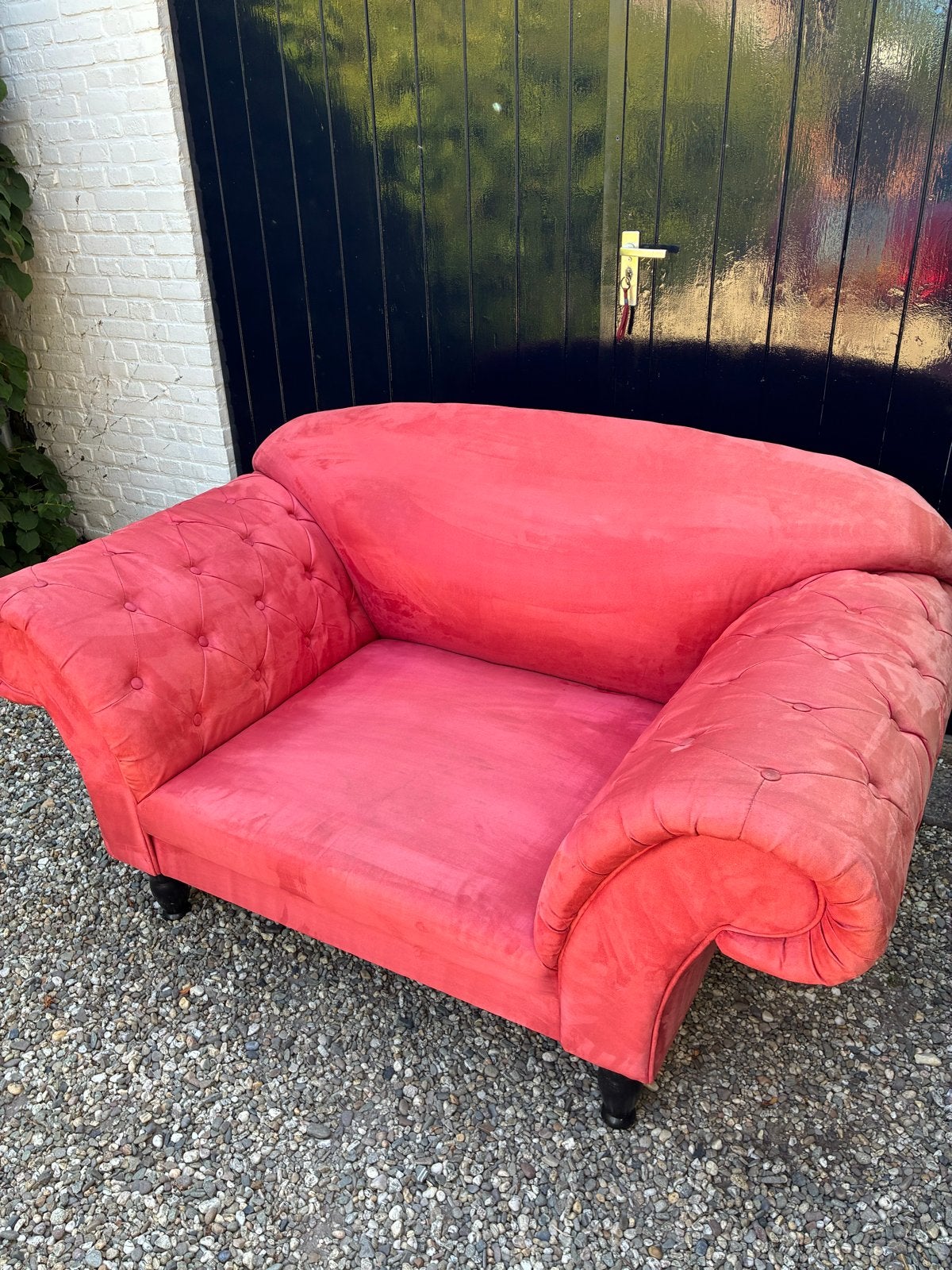 Roze fluwelen fauteuil 1,5 zits - 170x100x90 cm, Huis en Inrichting, Ophalen, Gebruikt, 150 tot 200 cm, Tweepersoons