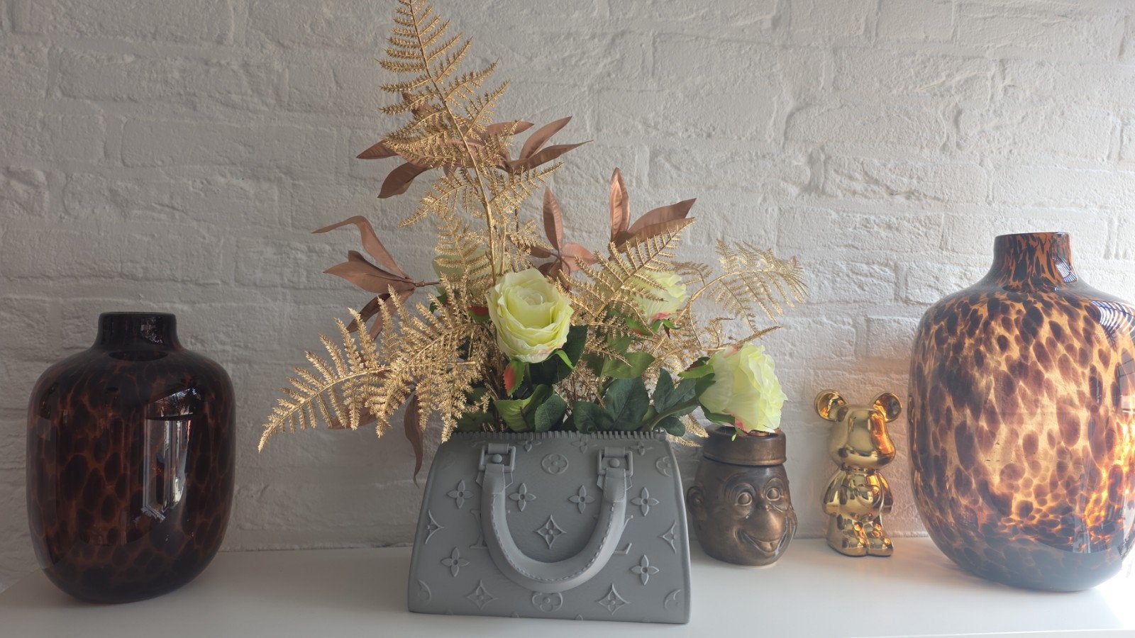 Unieke handgemaakte tasvormige vaas voor droogbloemen, Huis en Inrichting, Woonaccessoires | Vazen, Kunststof, Nieuw, Ophalen of Verzenden