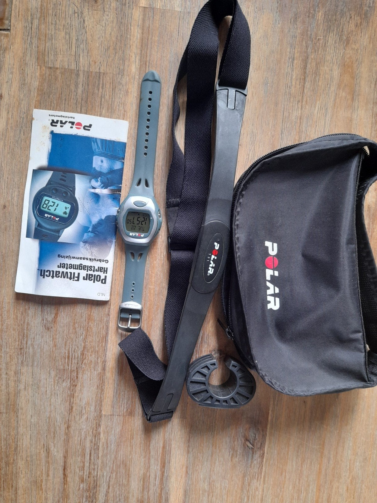 Polar Fitwatch Hartslagmeter met Borstband en Tas, Sport en Fitness, Ophalen, Gebruikt, Polar, Met borstriem