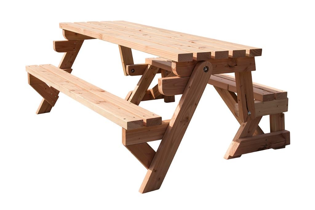 Inklapbare picknicktafel Douglas hout in 3 maten, Tuin en Terras, Picknicktafels, Nieuw, Ophalen of Verzenden, Inklapbaar, Rechthoekig