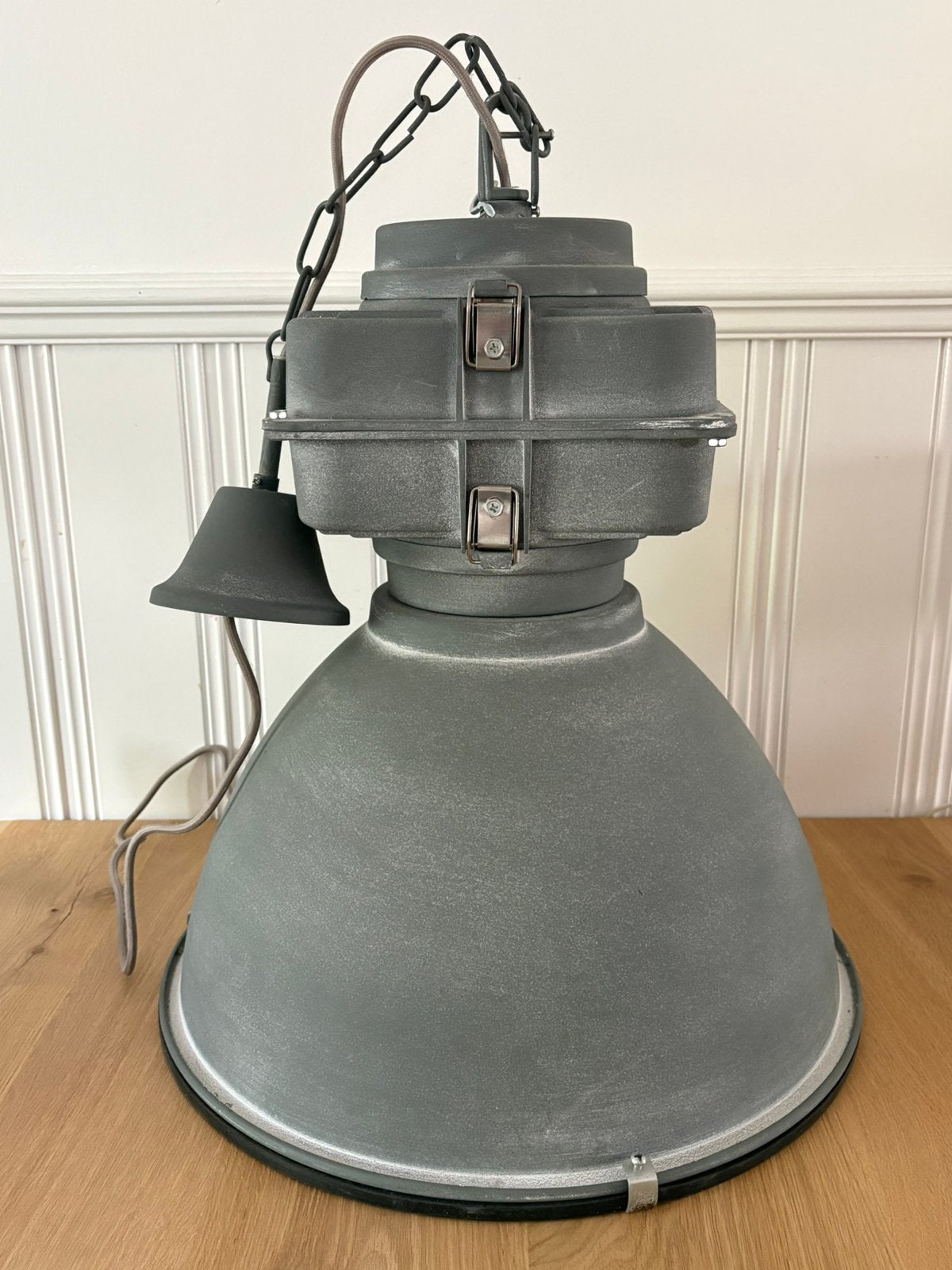 Brilliant Anouk Industriële hanglamp - grijs - 60cm - E27, Ophalen, Zo goed als nieuw, Glas, Industrieel