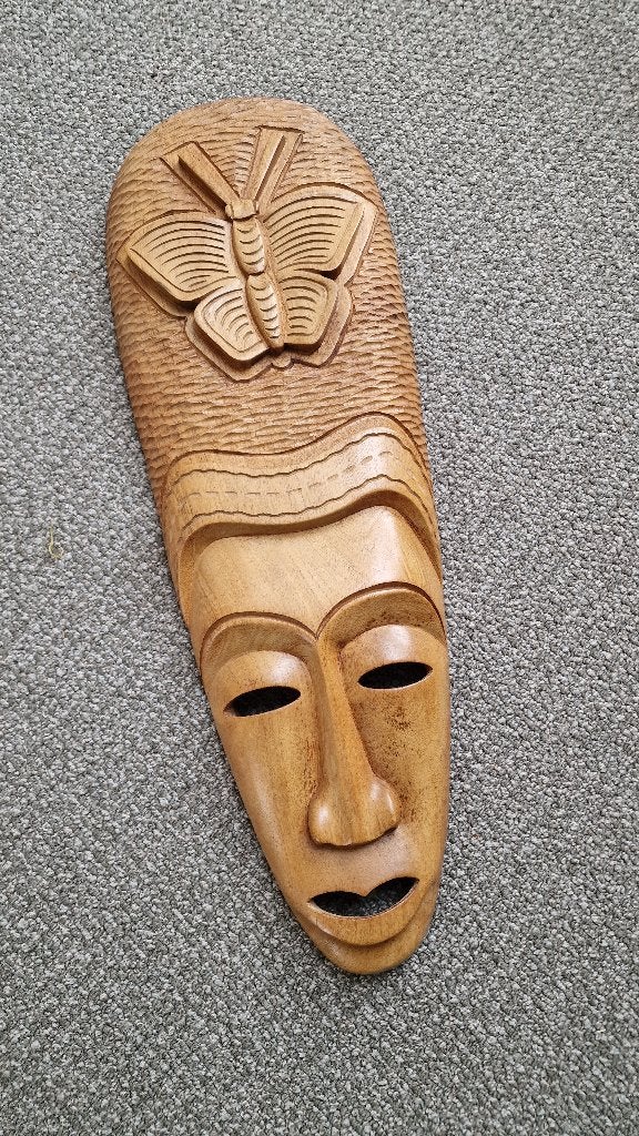 Indisch of Afrikaans houten masker, Hout, Bruin, Handgemaakt, Afrika