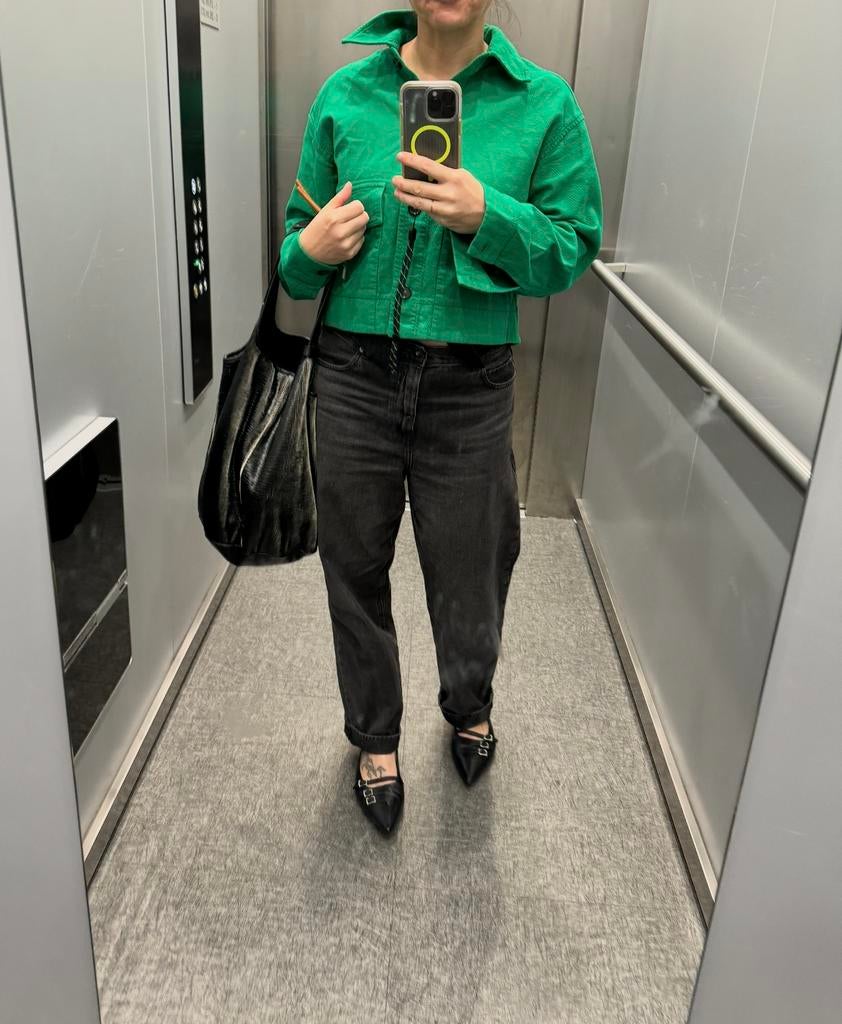 Marc O’Polo cotton green boxy jacket size 38, Ophalen of Verzenden, Zo goed als nieuw, Maat 38/40 (M), Groen