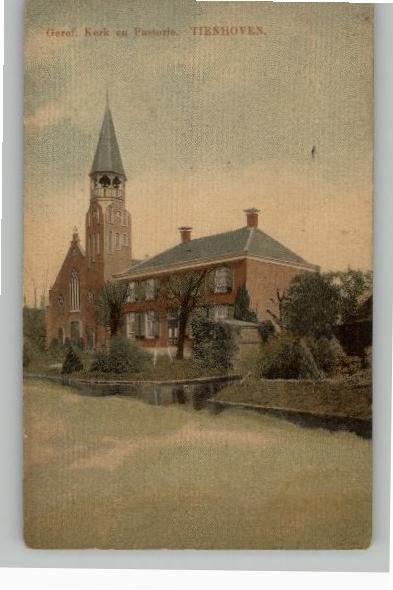 Tienhoven Geref Kerk + Pastorie ex collectie S.C.Lemmers