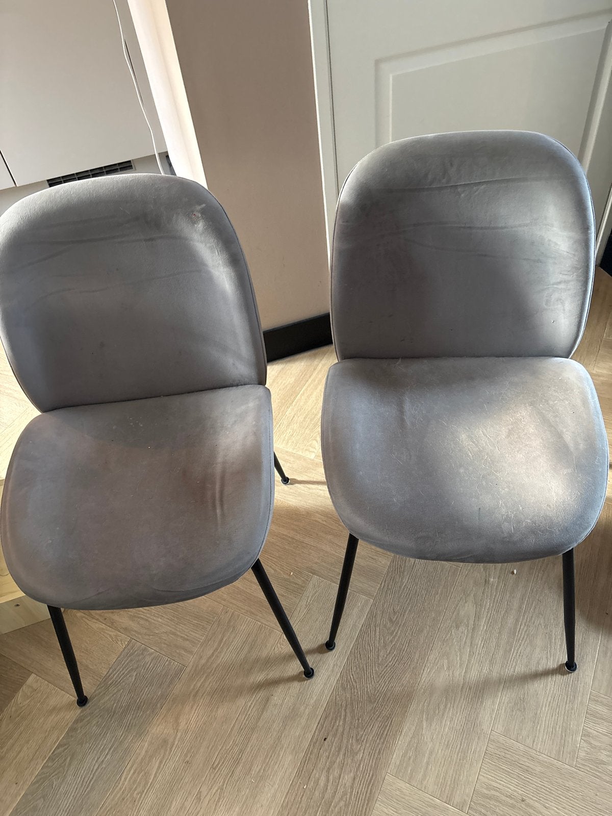 Set van 4 grijze eetkamerstoelen gratis, Ophalen, Gebruikt, Vier, Metaal