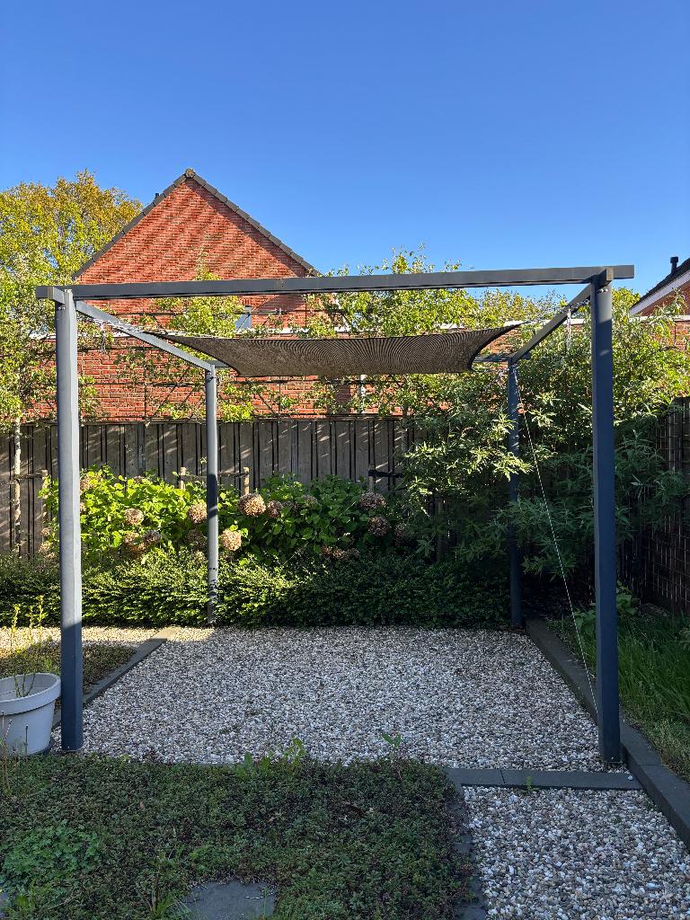 Pergola aluminium antraciet 275x275 cm., Ophalen, Zo goed als nieuw, Tuinpaviljoen