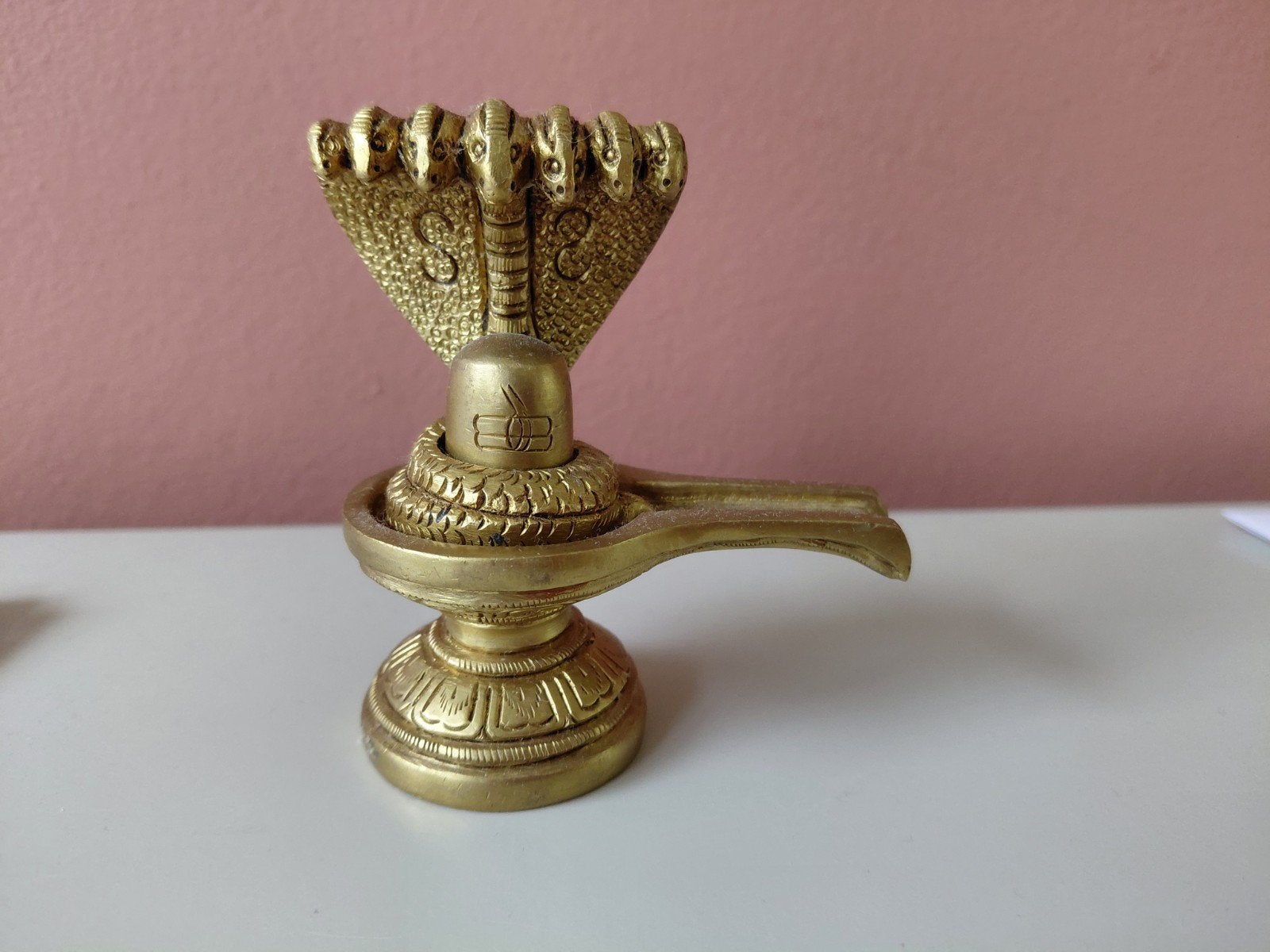 Bronzen Shiva Lingam met Cobra - Kundalini Standbeeld, Antiek en Kunst, Ophalen of Verzenden