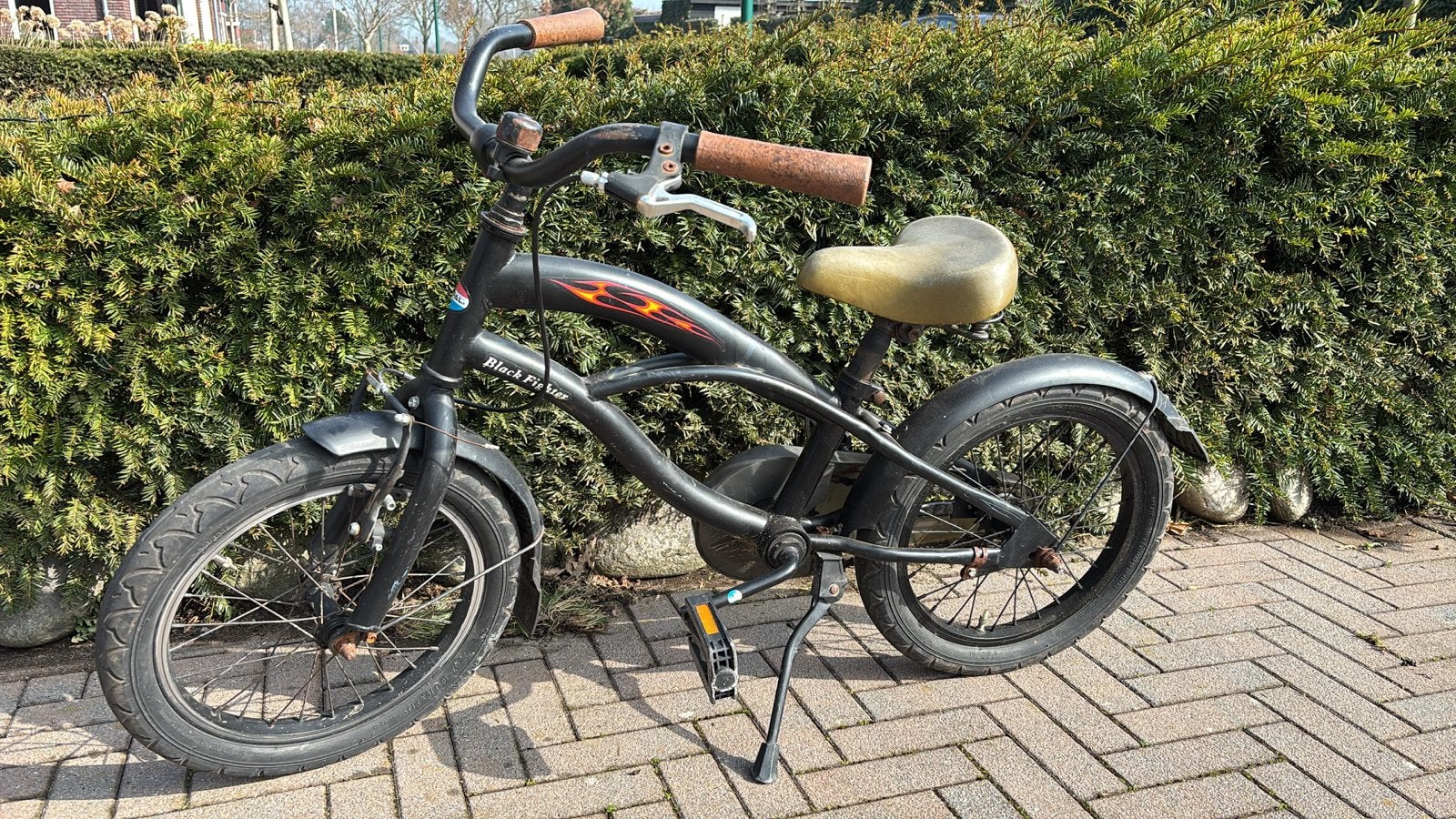 Kinderfiets Popal Black Fighter 16 inch - Fietst goed!, Fietsen en Brommers, Ophalen, Gebruikt, Terugtraprem, 16 tot 20 inch