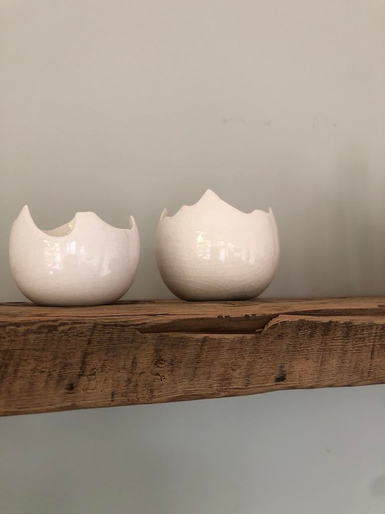 Set van 2 Witte vaasjes/bloempotjes van bloomingville, Ophalen of Verzenden, Zo goed als nieuw, Wit