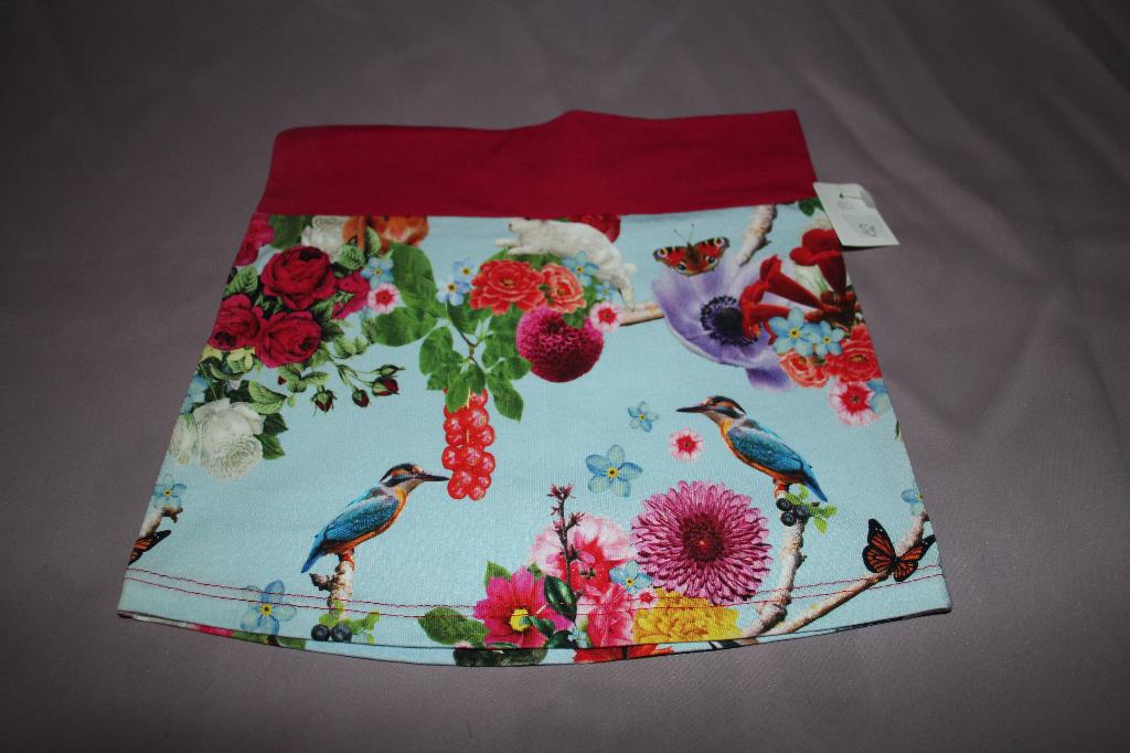 Handgemaakte A-Lijn meisje rok blauw ijsvogel bloemen 80 #59, Ophalen of Verzenden, Nieuw, Meisje, Jurkje of Rokje