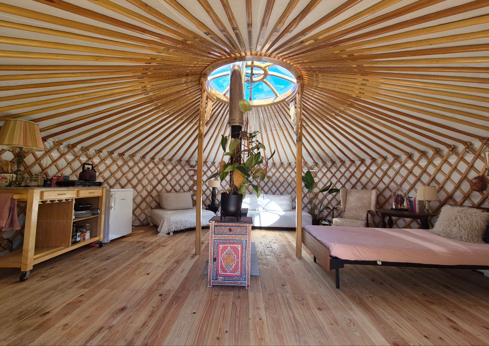 Prachtige yurt te koop! 6 meter doosnede, Ophalen, Zo goed als nieuw