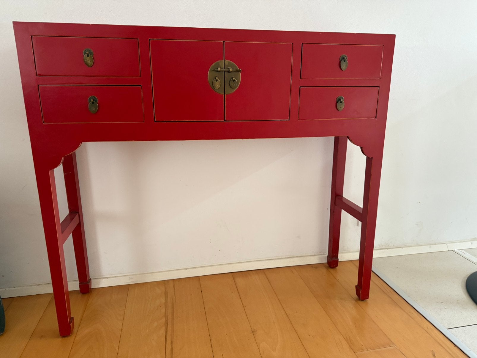 Rood Chinees Lak kastje dressoir, Ophalen, Gebruikt, Minder dan 150 cm, Minder dan 100 cm