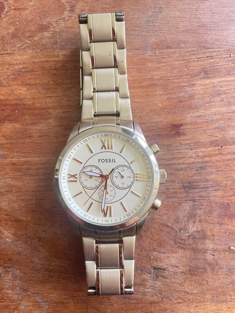 Goudkleurige Fossil Mannenhorloge, Overige merken, Staal, Staal, Verzenden