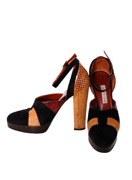 L' Autre Chose sexy suède, python pumps, heels, Mt. 37, Kleding | Dames, Overige kleuren, Verzenden, L' Autre Chose, Zo goed als nieuw