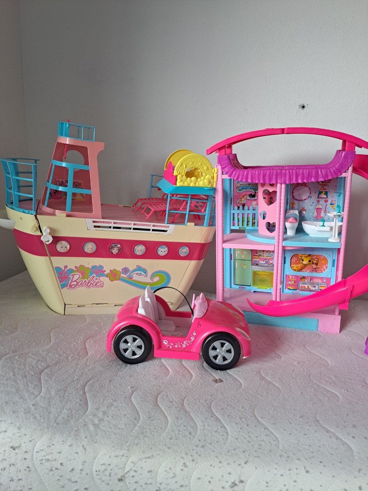 Barbie Speelset: Boot, Huis en Auto, Kinderen en Baby's, Speelgoed | Overig, Ophalen of Verzenden, Gebruikt, Meisje