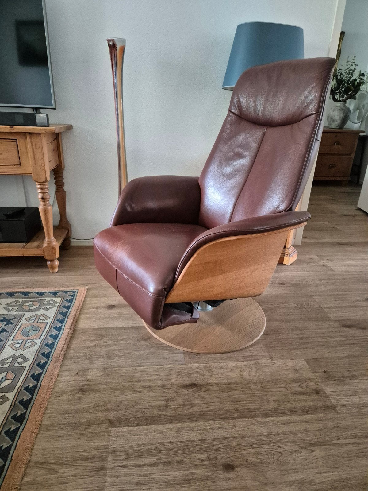 elektrische design leren relax fauteuil, Ophalen, Gebruikt, Minder dan 75 cm, 75 tot 100 cm