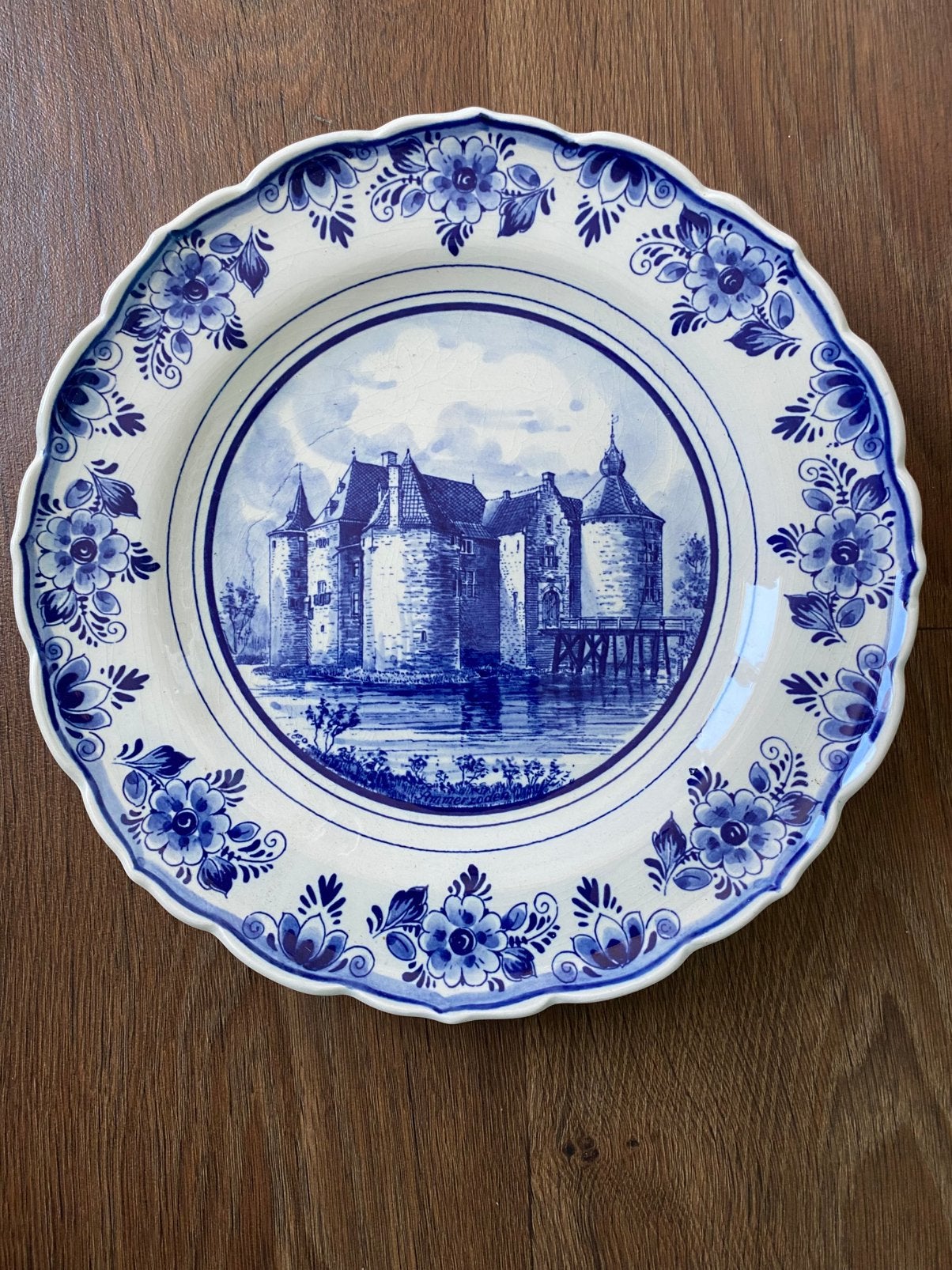 Delfts blauw wandbord van de oostpoort delft, Ophalen of Verzenden