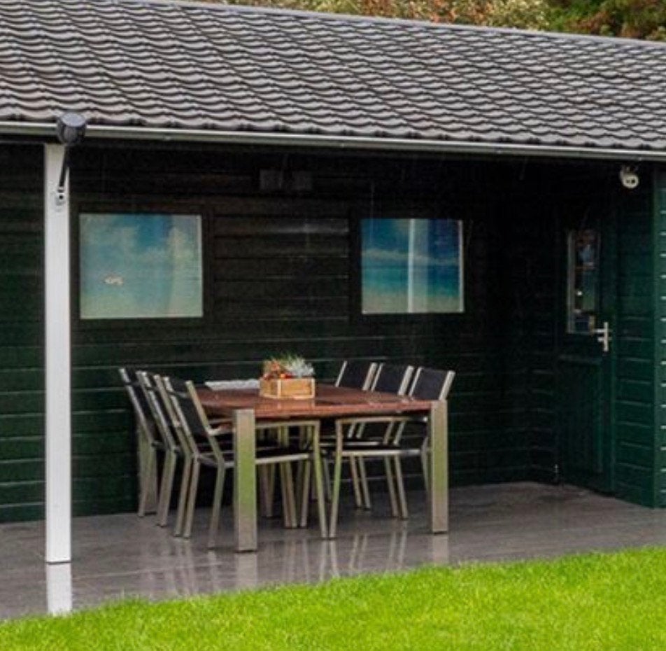 Hardhouten tuintafel met zes stoelen, Tuin en Terras, Ophalen of Verzenden, Zo goed als nieuw