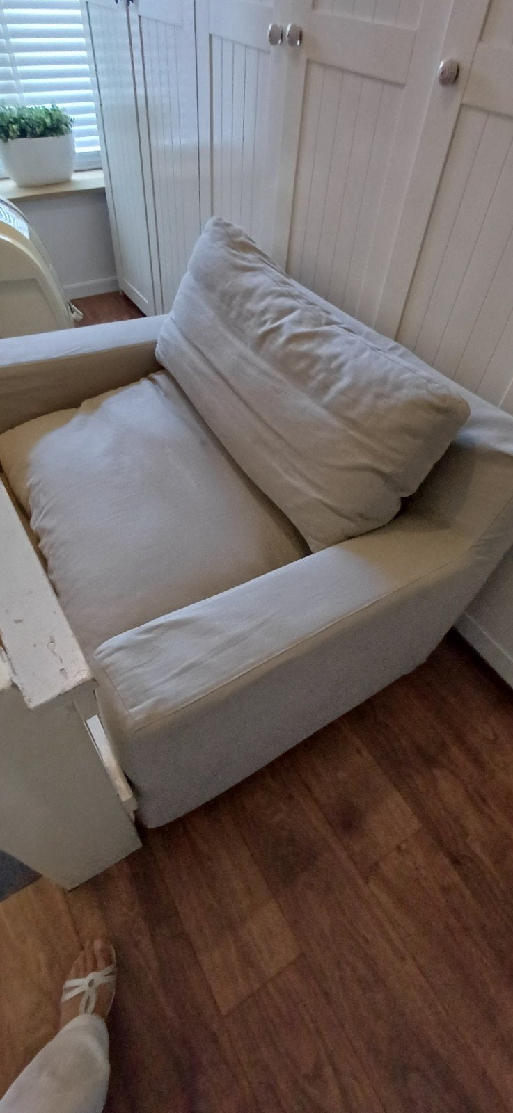 Gratis beige bankje !, Ophalen, Gebruikt, Tweepersoons, 75 tot 100 cm