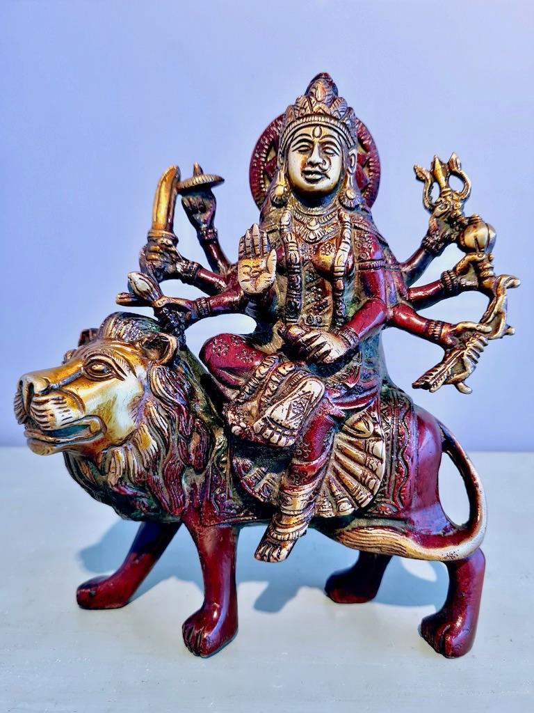 DURGA BEELD BRONS DONKER ROOD 20 CM, Ophalen of Verzenden, Nieuw