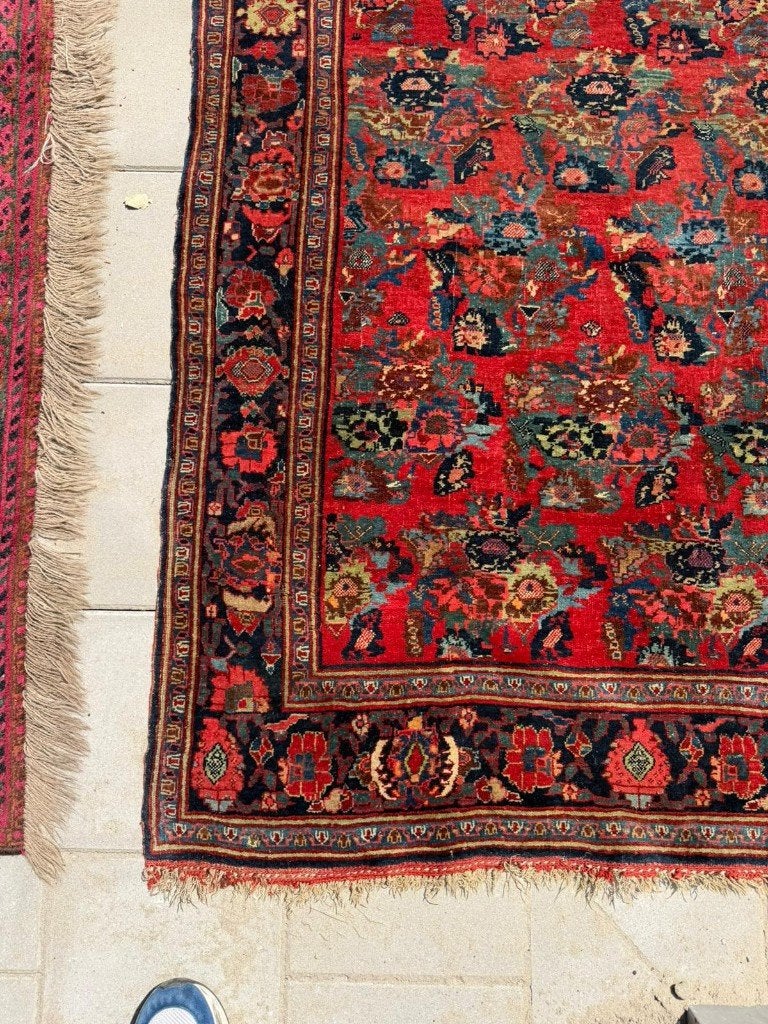 Antiek Bidjar tapijt –216142cm– verfijnd met bloemboeketten, Gebruikt, 100 tot 150 cm, Wol, 200 cm of meer