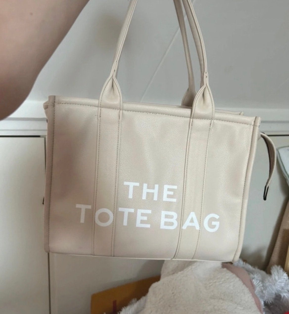 The Tote Bag - Ruime tas voor school of werk, Ophalen of Verzenden, Zo goed als nieuw, Beige, Shopper