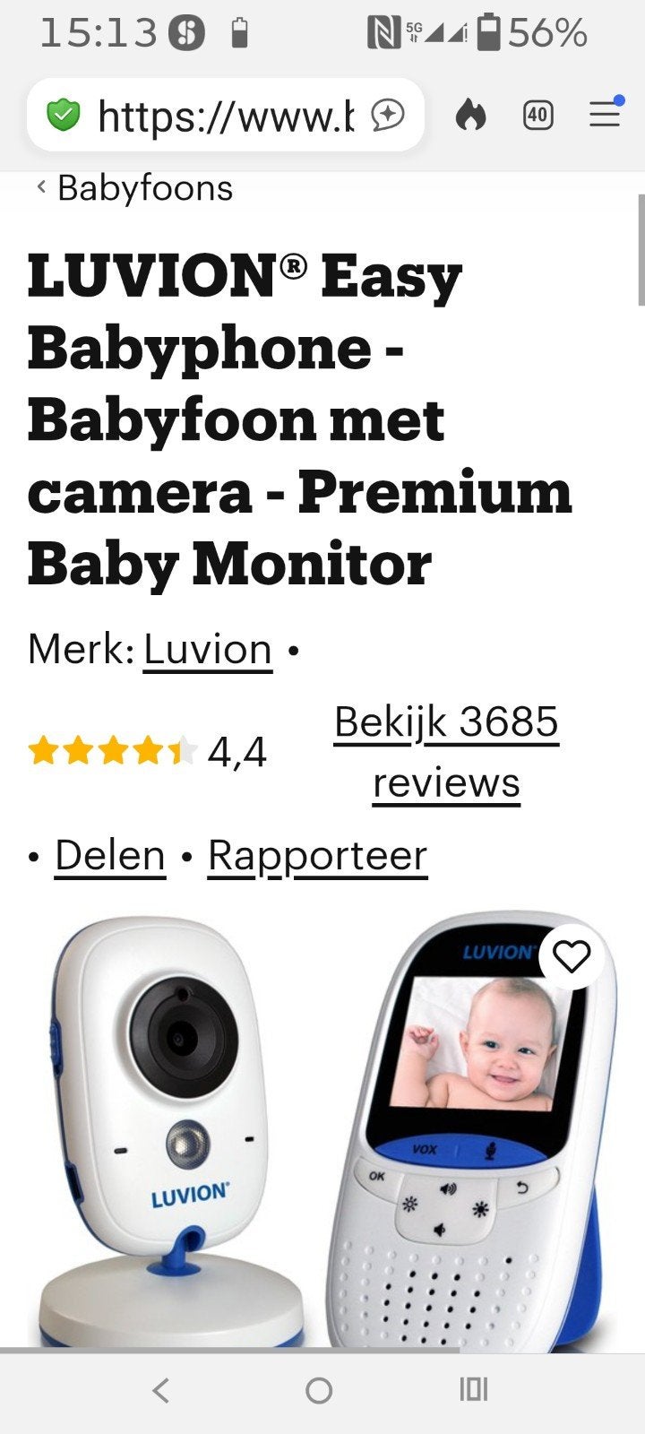 Luvion babyfoon met camera., Ophalen, Nieuw, 100 tot 250 meter, Camera