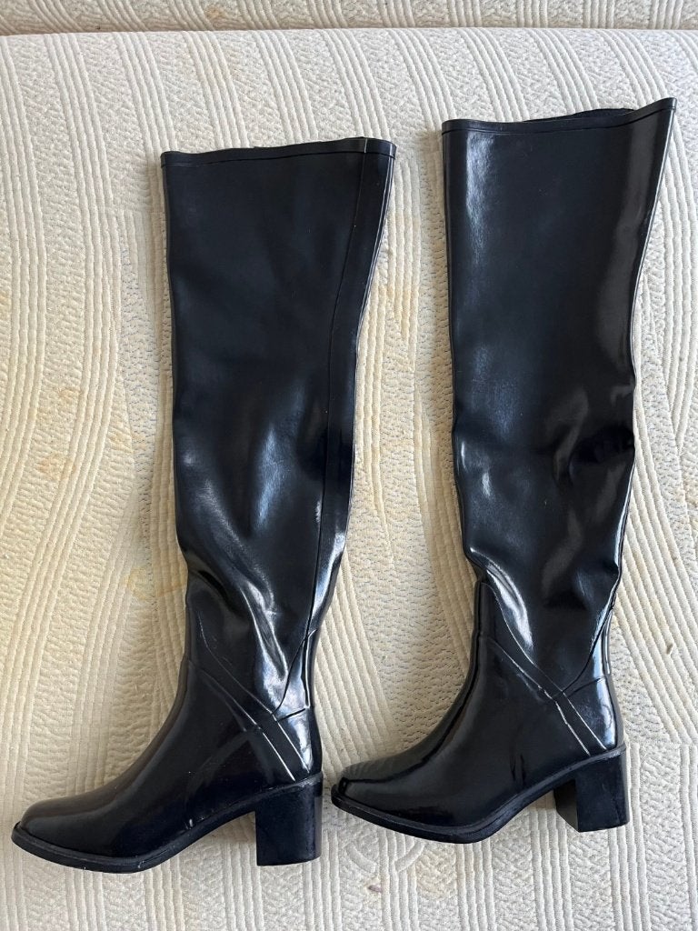 Acquo of Sweden rubber/latex lieslaarzen zwart maat 38, Ophalen, Hoge laarzen, Zwart, Acquo of Sweden