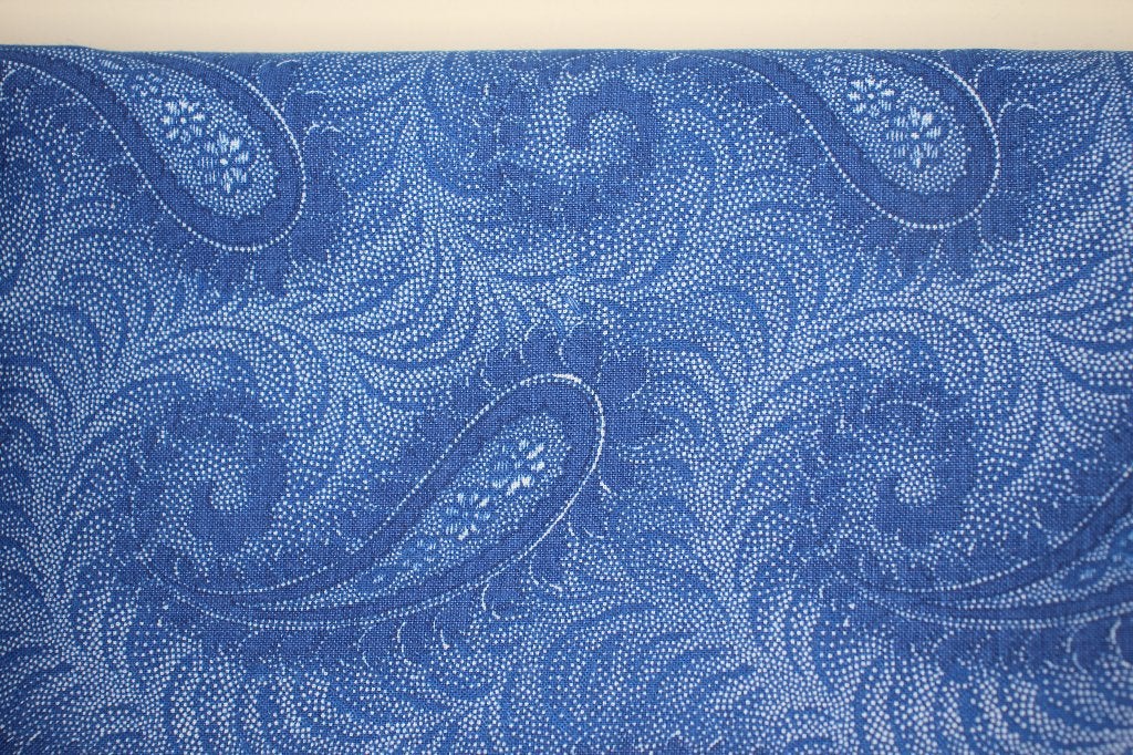 Coupon 100% katoen stof - blauw wit paisley bloemen #4760, Blauw, Nieuw, Ophalen of Verzenden, 30 tot 120 cm