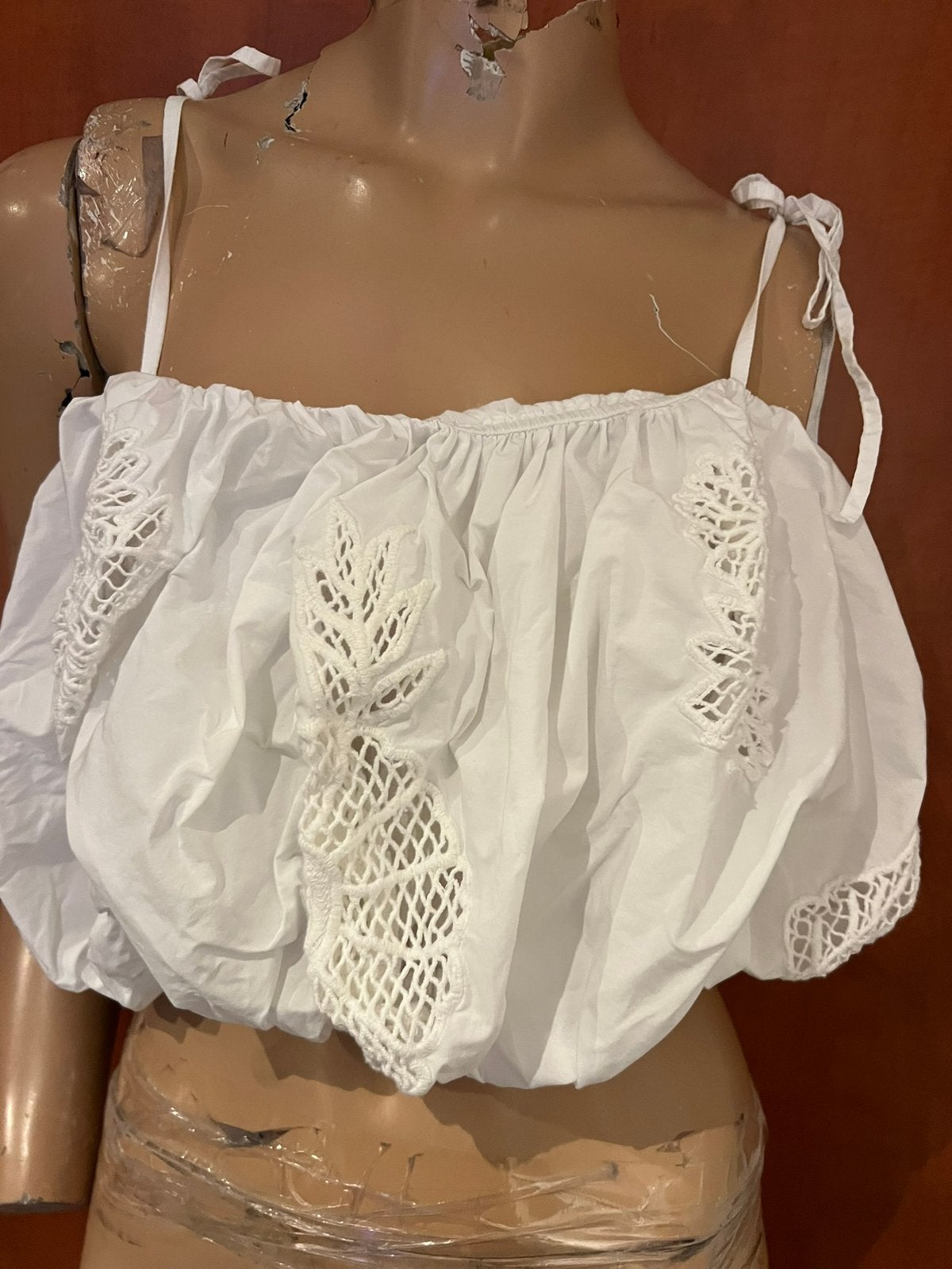Zara Witte Off-Shoulder Top met Kantdetail - Maat S, Ophalen of Verzenden, Zo goed als nieuw, Wit, Zara