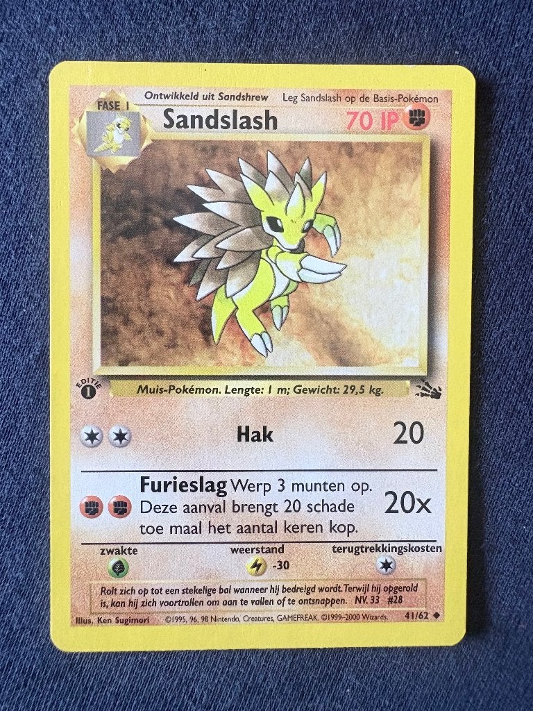 Sandslash 1st Edition - Fossil 41/62 - Mint, Ophalen of Verzenden, Zo goed als nieuw, Losse kaart