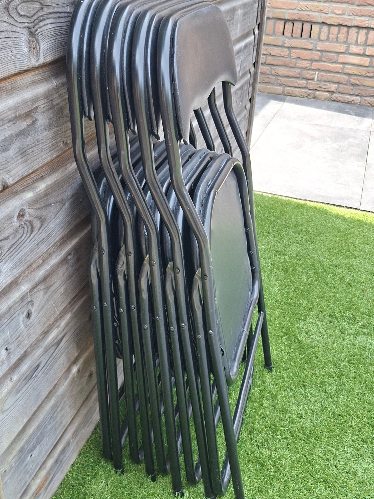 5 stuks inklapbare bijzet stoelen, Ophalen, Zo goed als nieuw, Metaal