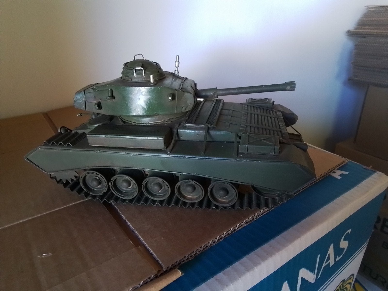 Vintage Groene Tank Model met Ster - Decoratief Item, Ophalen of Verzenden, Gebruikt