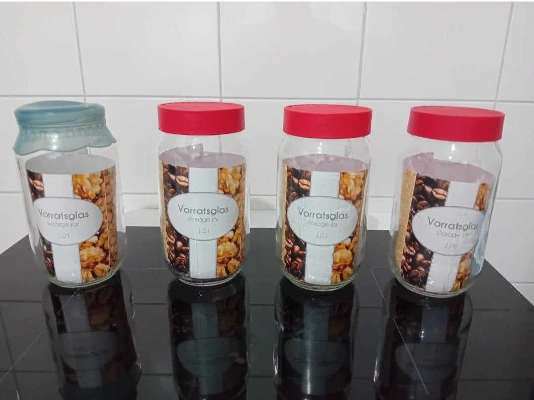 Voorraadpotten Met Deksels Glazen 4 st. 1 Liter. Nieuw!, Ophalen, Nieuw
