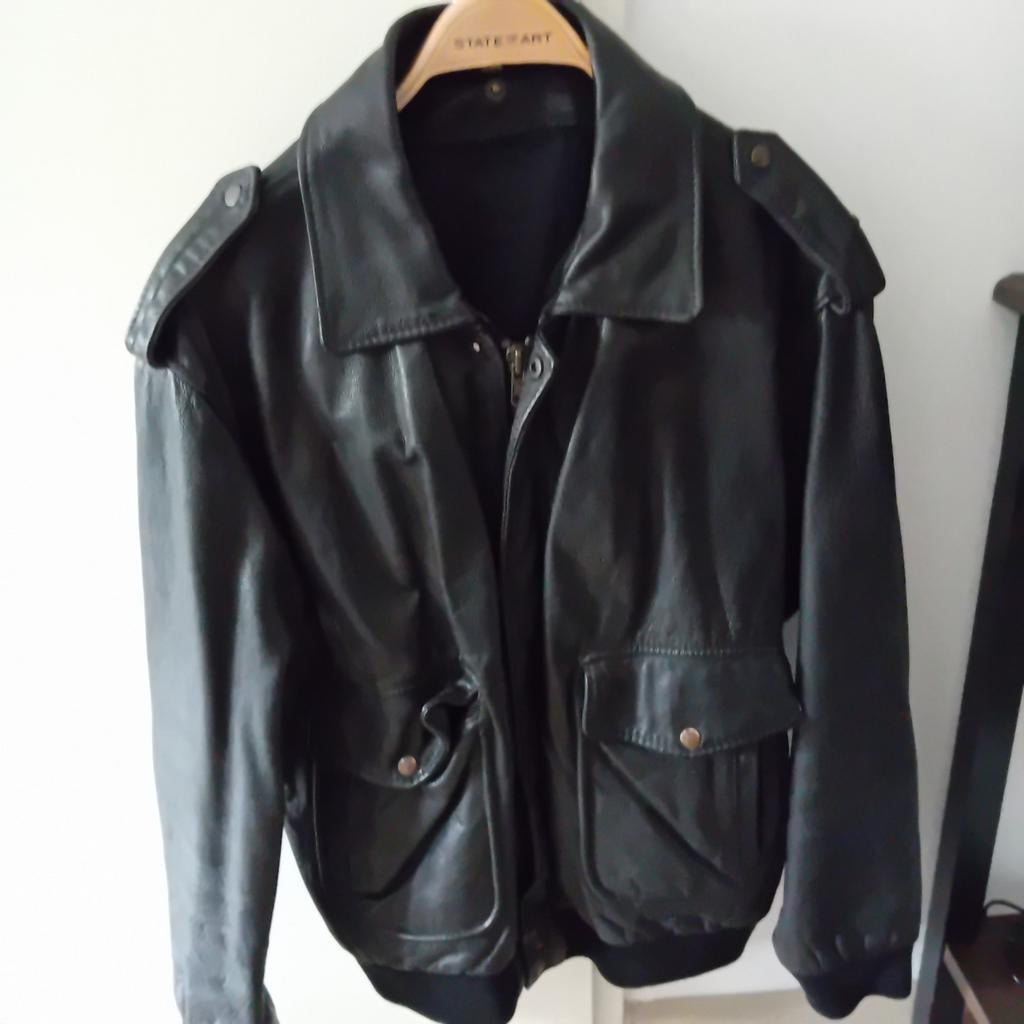 Lederen Bomber met Jack Che Guevara, Kleding | Heren, Jassen | Winter, Ophalen of Verzenden, Gedragen, Maat 56/58 (XL), Zwart