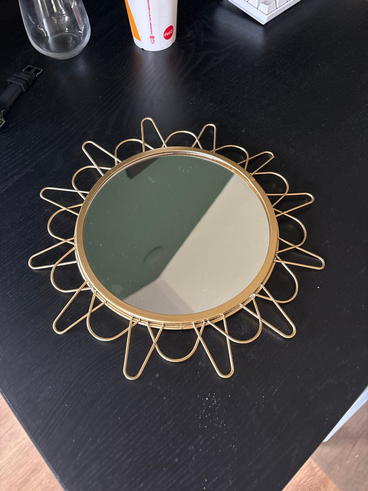 Gouden Zon Spiegel - Decoratieve Wandspiegel, Huis en Inrichting, Woonaccessoires | Spiegels, Minder dan 50 cm, Rond, Ophalen of Verzenden