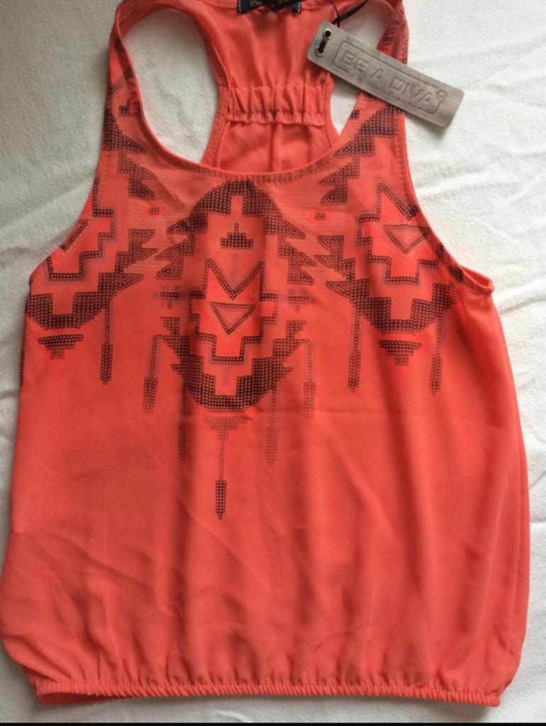 Be A Diva oranje voile tanktop mt 152 NIEUW, Ophalen of Verzenden, Nieuw, Meisje, Shirt of Longsleeve