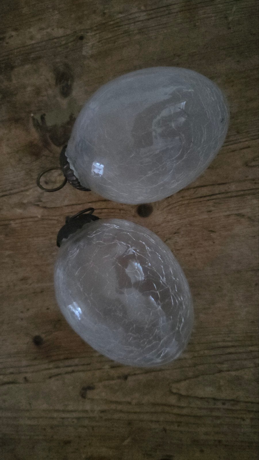 2 Transparante Glazen Eieren met Craquelé Textuur, Antiek en Kunst, Antiek | Glas en Kristal, Ophalen of Verzenden