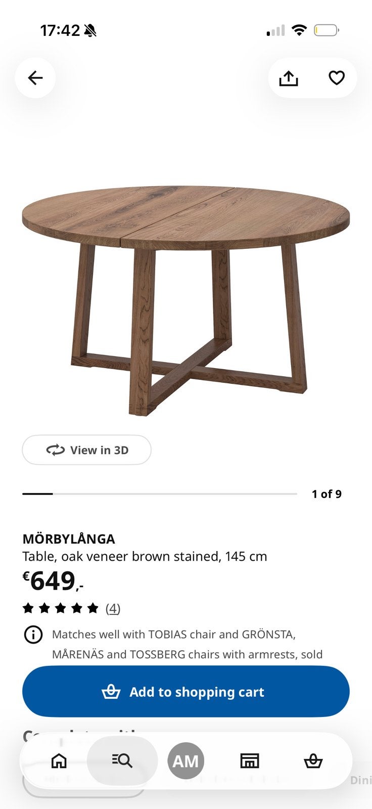 IKEA MÖRBYLÅNGA Dining Table – Like New, Ophalen, Zo goed als nieuw