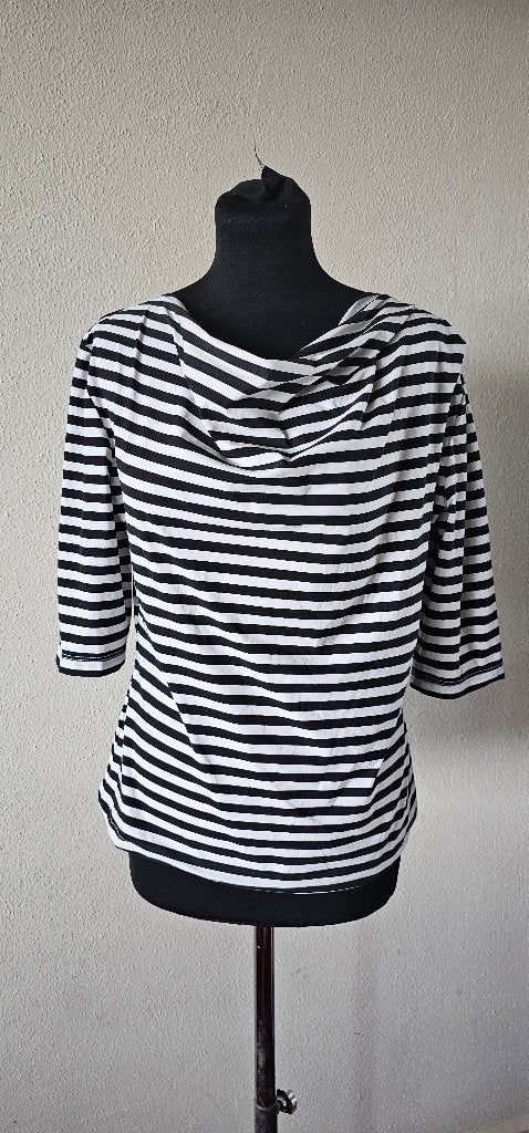 Jane Lushka gestreepte top met boothals - Maat M (17325), Maat 38/40 (M), Zwart, Ophalen of Verzenden, Jane Lushka