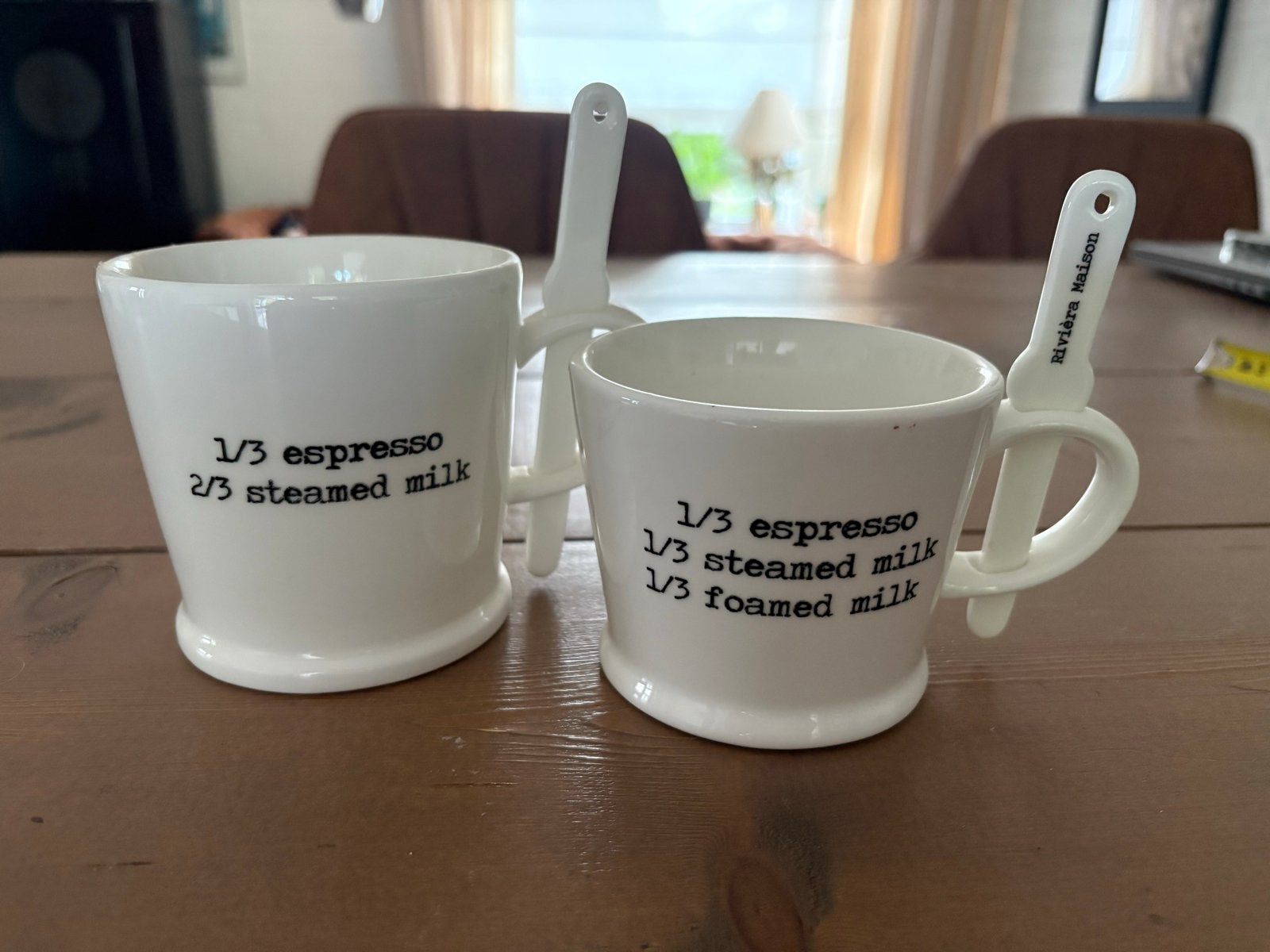 Riviera Maison Latte Macchiato en Cappuccino Kopjes met Lepe, Huis en Inrichting, Ophalen of Verzenden, Zo goed als nieuw