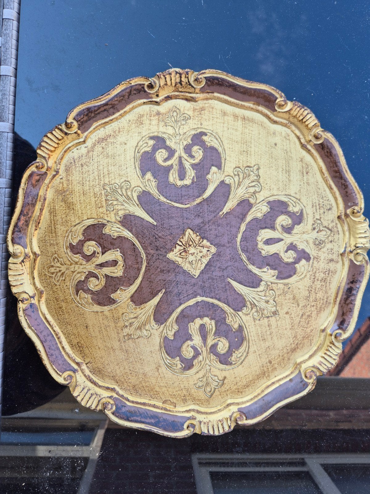 Houten dienblad uit Italië, vintage, Florentijns dienblad, Huis en Inrichting, Woonaccessoires | Dienbladen, Ophalen of Verzenden