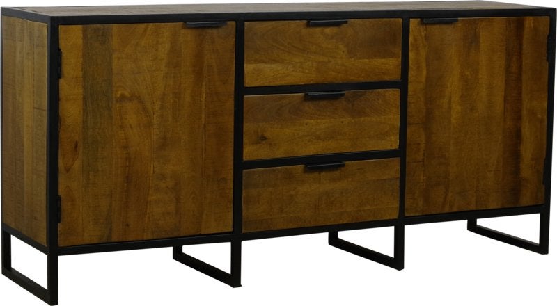 dressoir massief mango metaal 180 cm.3 lades*extra actie *, Overige houtsoorten, 150 tot 200 cm, Nieuw, Ophalen of Verzenden