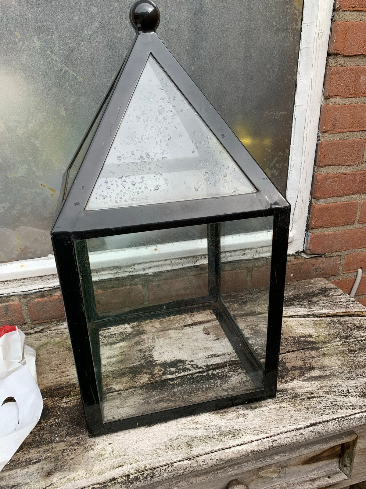Jan de Bouvrie buitenlamp met reserve-ruitjes, Tuin en Terras, Buitenverlichting, Ophalen of Verzenden, Gebruikt