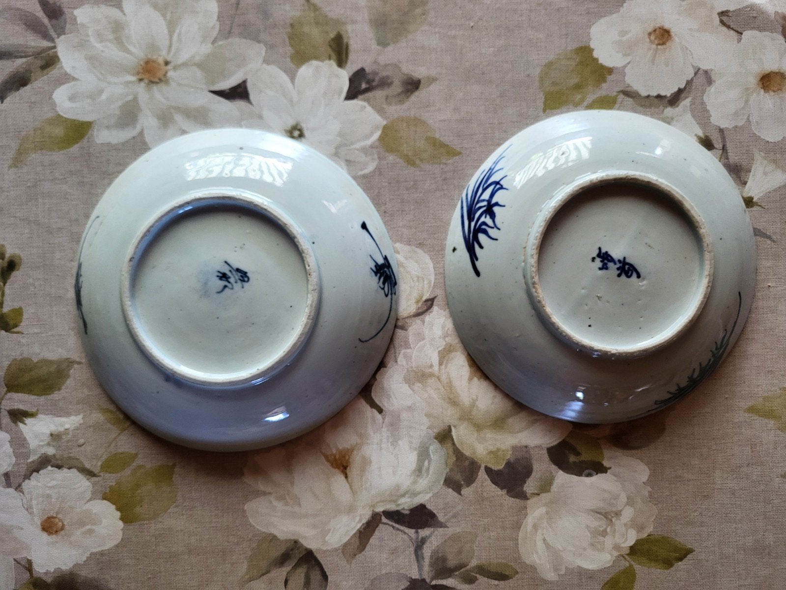Set van 2 antieke Chinese blauw-witte krabschalen, Ophalen