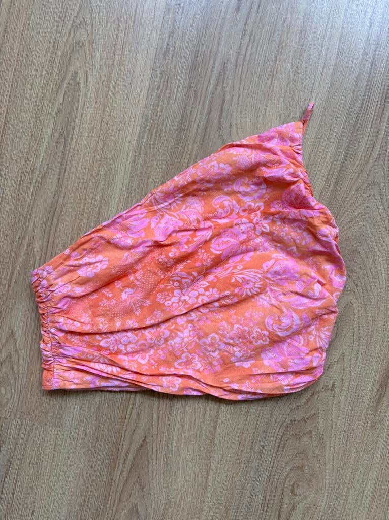 Roze/oranje one shoulder top Zara, Maat 38/40 (M), Ophalen of Verzenden, Zo goed als nieuw, Roze