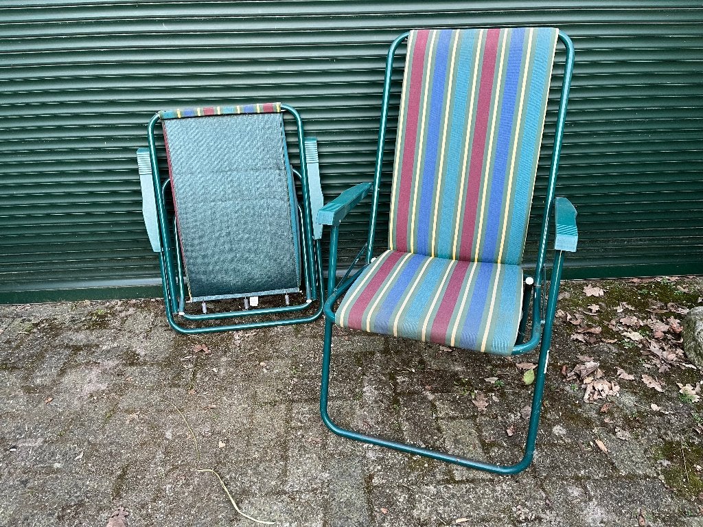 tuinstoel lafuma tuinstoel 2 stuks vintage meerdere stuks, Ophalen, Gebruikt, Kunststof, Inklapbaar