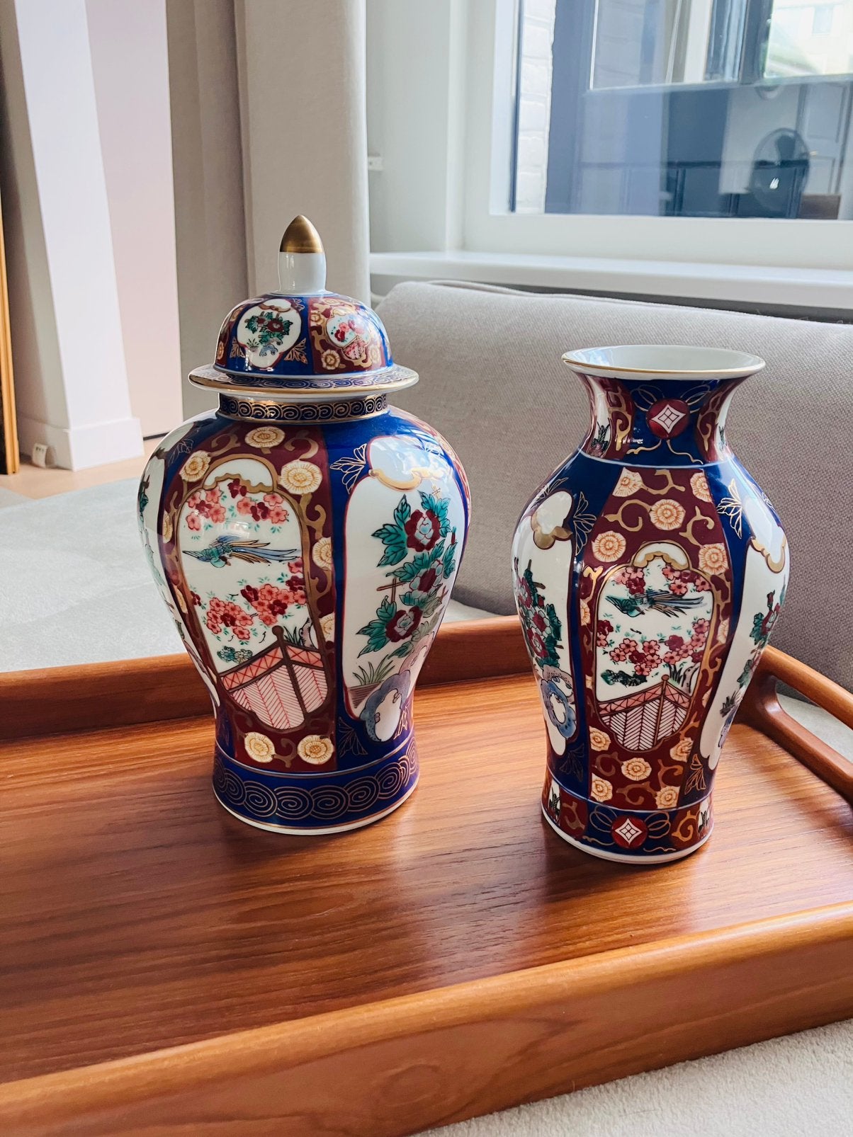 Prachtige set vintage Japanse Gold Imari vazen, Antiek en Kunst, Antiek | Vazen, Ophalen